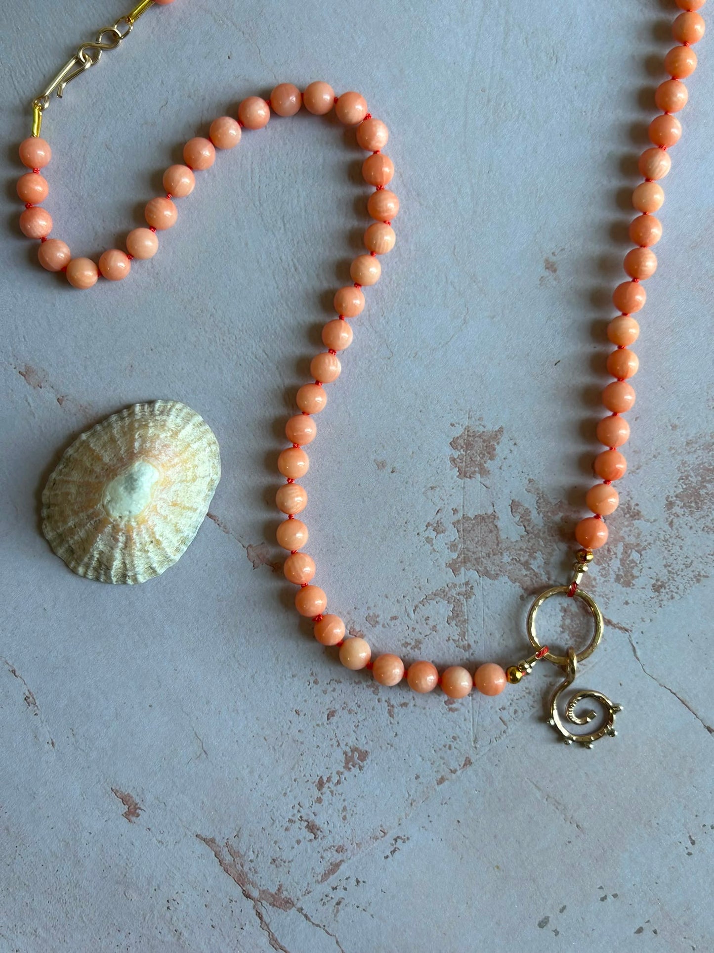 Pink Bamboo Coral Semi-Precious Gemstone Necklace.