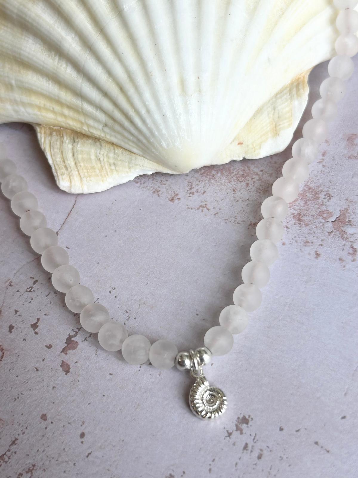 Ammonite & Rose Quartz Charm Necklace