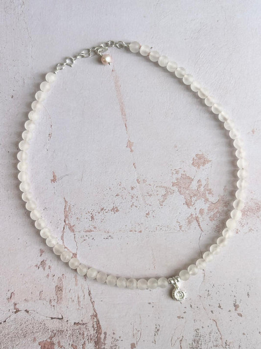 Ammonite & Rose Quartz Charm Necklace