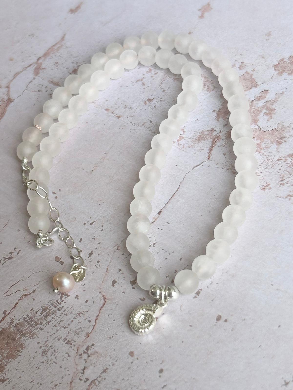 Ammonite & Rose Quartz Charm Necklace