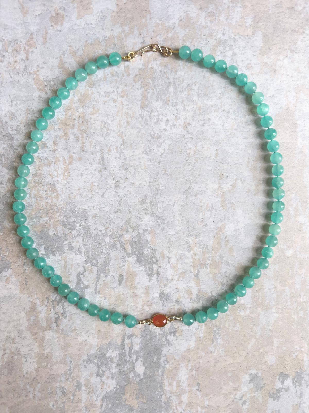 Amazonite & Carnelian Beaded Necklace.