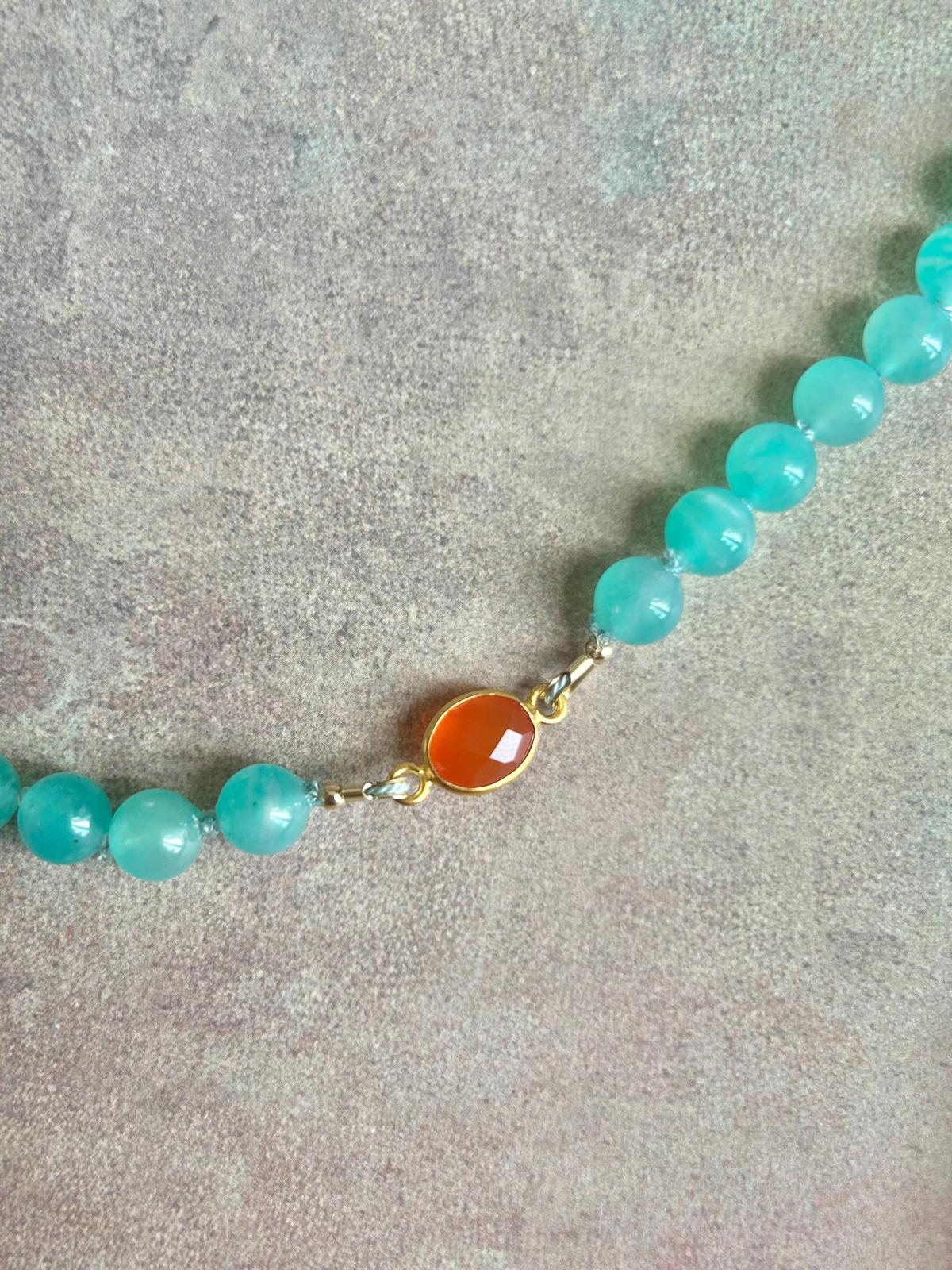 Amazonite & Carnelian Beaded Necklace.