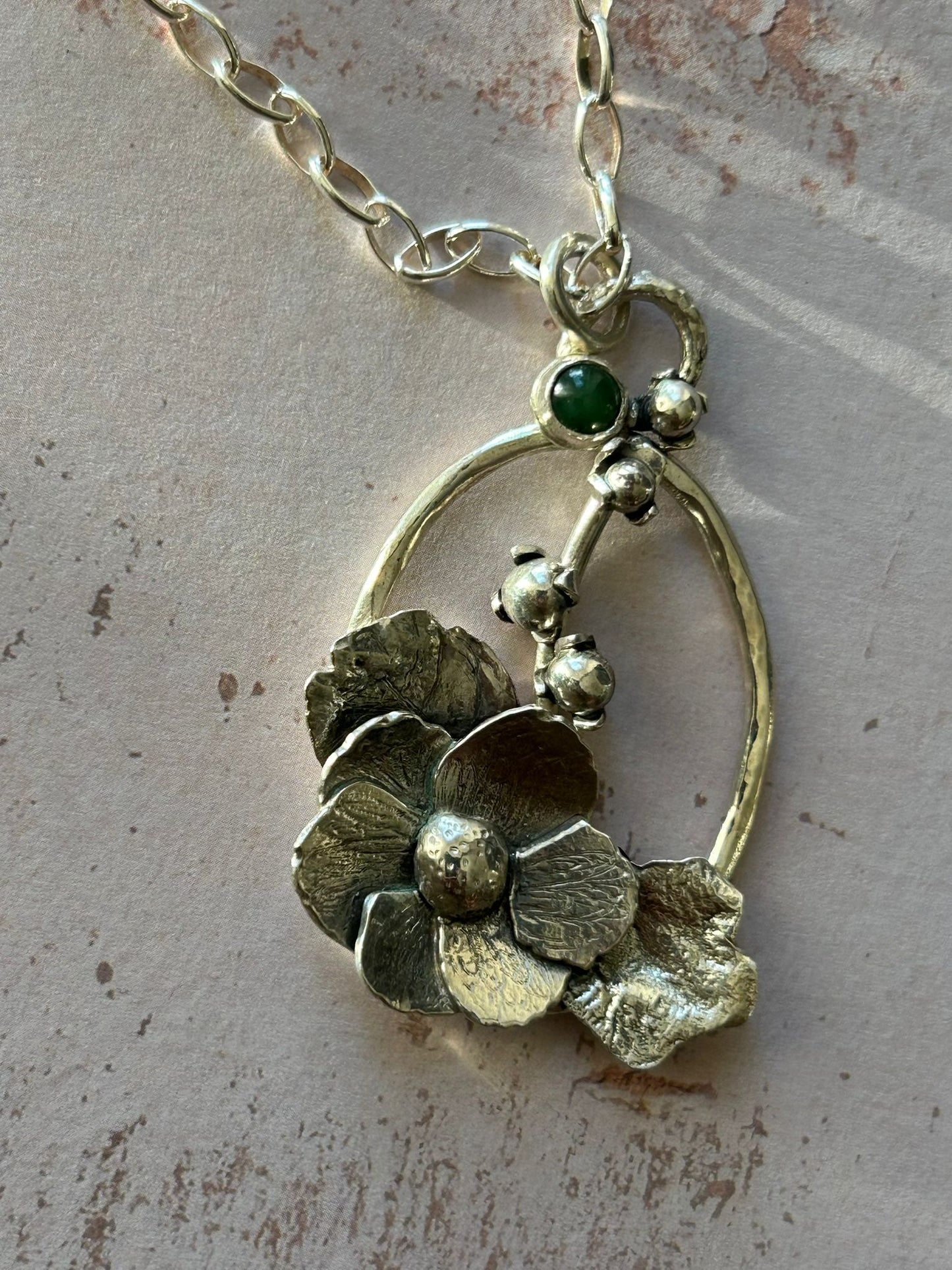 Hollyhock Pendant Necklace