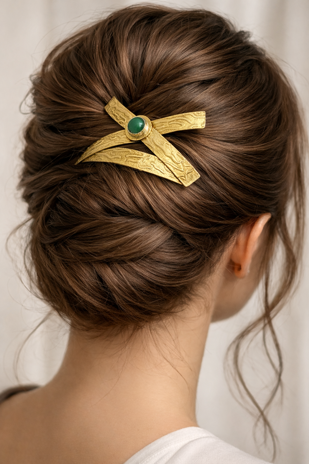 Brass and Green Onyx Hair Adornment